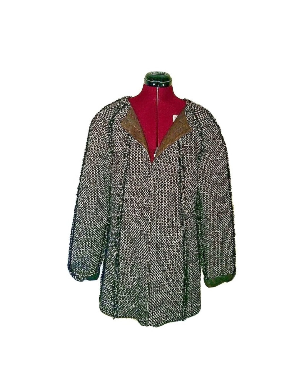 Audrey Talbott Carmel Jacket Womens 8 Raw Hem Textured Lined Pockets